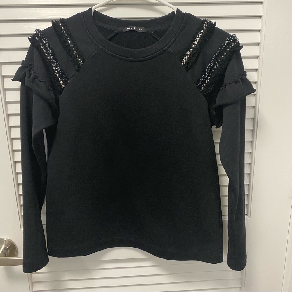 Anthropology sweatshirt with ruffle sleeves